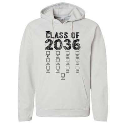 Class Of 2036 Grow With Me With Space For Checkmarks Performance Fleece Hoodie