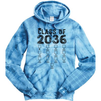 Class Of 2036 Grow With Me With Space For Checkmarks Tie Dye Hoodie