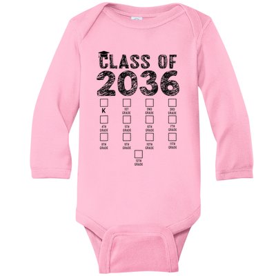 Class Of 2036 Grow With Me With Space For Checkmarks Baby Long Sleeve Bodysuit