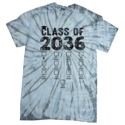 Class Of 2036 Grow With Me With Space For Checkmarks Tie-Dye T-Shirt