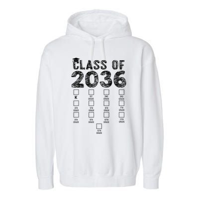 Class Of 2036 Grow With Me With Space For Checkmarks Garment-Dyed Fleece Hoodie