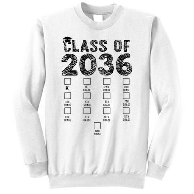 Class Of 2036 Grow With Me With Space For Checkmarks Sweatshirt