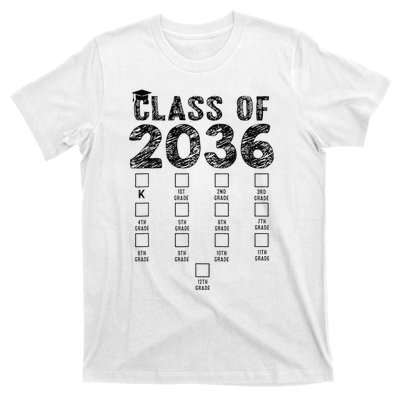 Class Of 2036 Grow With Me With Space For Checkmarks T-Shirt