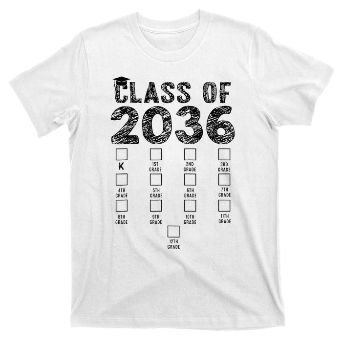 Class Of 2036 Grow With Me With Space For Checkmarks T-Shirt