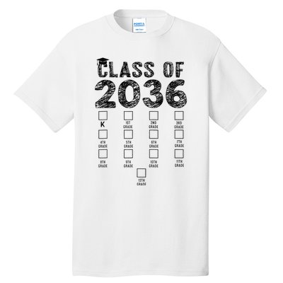 Class Of 2036 Grow With Me With Space For Checkmarks Tall T-Shirt