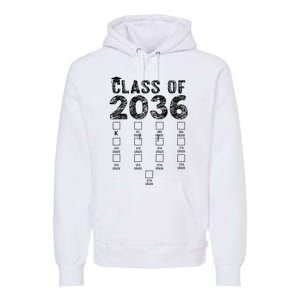 Class Of 2036 Grow With Me With Space For Checkmarks Premium Hoodie