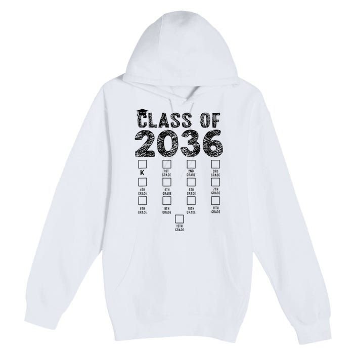 Class Of 2036 Grow With Me With Space For Checkmarks Premium Pullover Hoodie