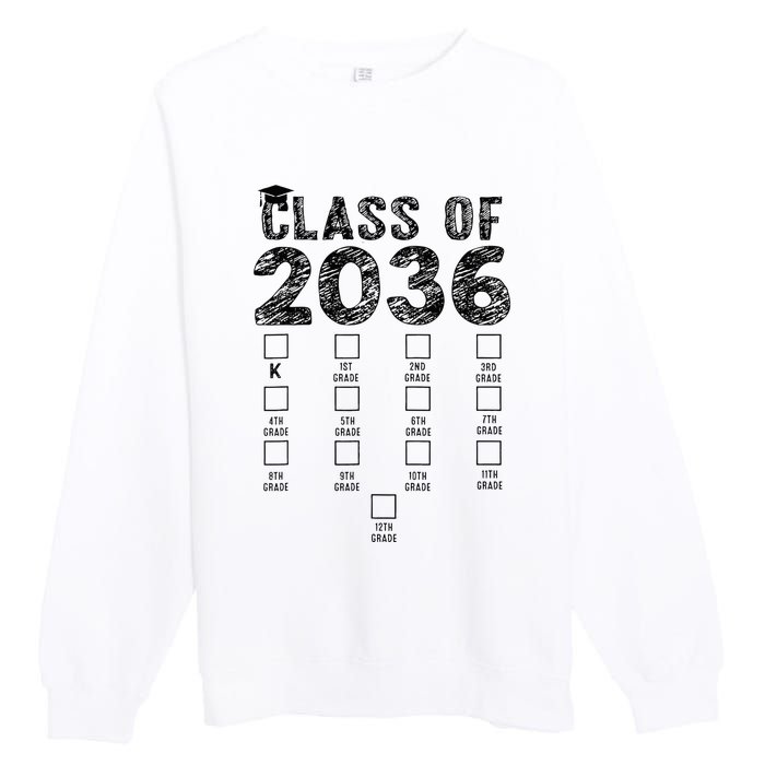 Class Of 2036 Grow With Me With Space For Checkmarks Premium Crewneck Sweatshirt