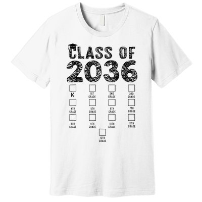 Class Of 2036 Grow With Me With Space For Checkmarks Premium T-Shirt