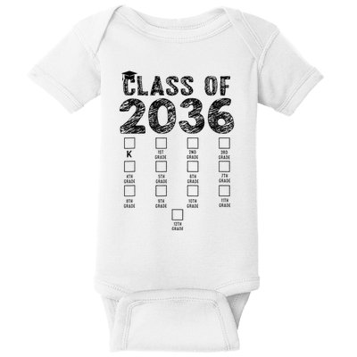 Class Of 2036 Grow With Me With Space For Checkmarks Baby Bodysuit