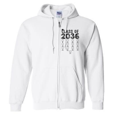 Class Of 2036 Grow With Me With Space For Checkmarks Full Zip Hoodie