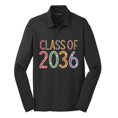 Class Of 2036 Grow With Me Graduation First Day Of School Silk Touch Performance Long Sleeve Polo