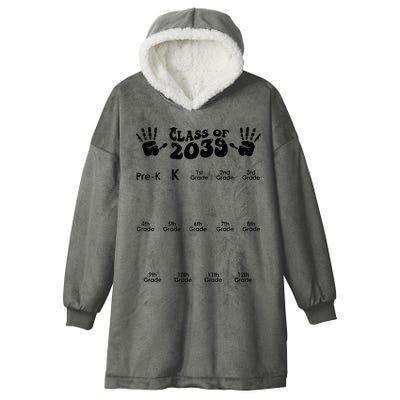 Class Of 2039 Grow With Me Handprint PreK 12th Grade K12 Hooded Wearable Blanket