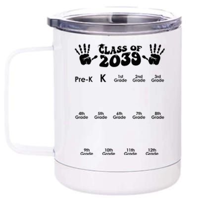 Class Of 2039 Grow With Me Handprint PreK 12th Grade K12 12 oz Stainless Steel Tumbler Cup