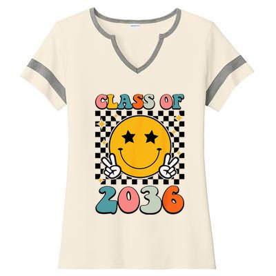 Class Of 2036 Grow With Me First Day Kindergarten Girls Ladies Halftime Notch Neck Tee