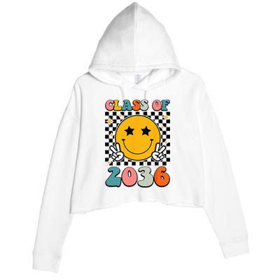 Class Of 2036 Grow With Me First Day Kindergarten Girls Crop Fleece Hoodie