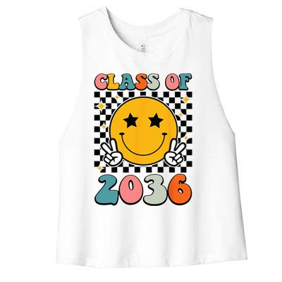 Class Of 2036 Grow With Me First Day Kindergarten Girls Women's Racerback Cropped Tank