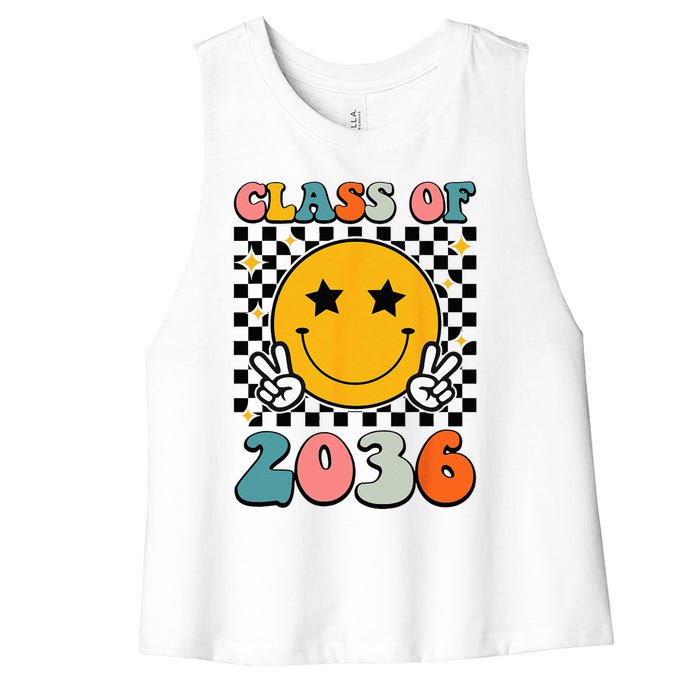 Class Of 2036 Grow With Me First Day Kindergarten Girls Women's Racerback Cropped Tank