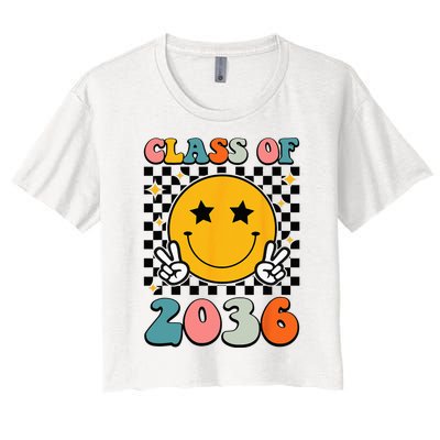 Class Of 2036 Grow With Me First Day Kindergarten Girls Women's Crop Top Tee