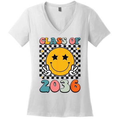 Class Of 2036 Grow With Me First Day Kindergarten Girls Women's V-Neck T-Shirt