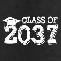 Class Of 2037 Grow With Me Handprints Space On Back 7 Panel Mesh Trucker Snapback Hat