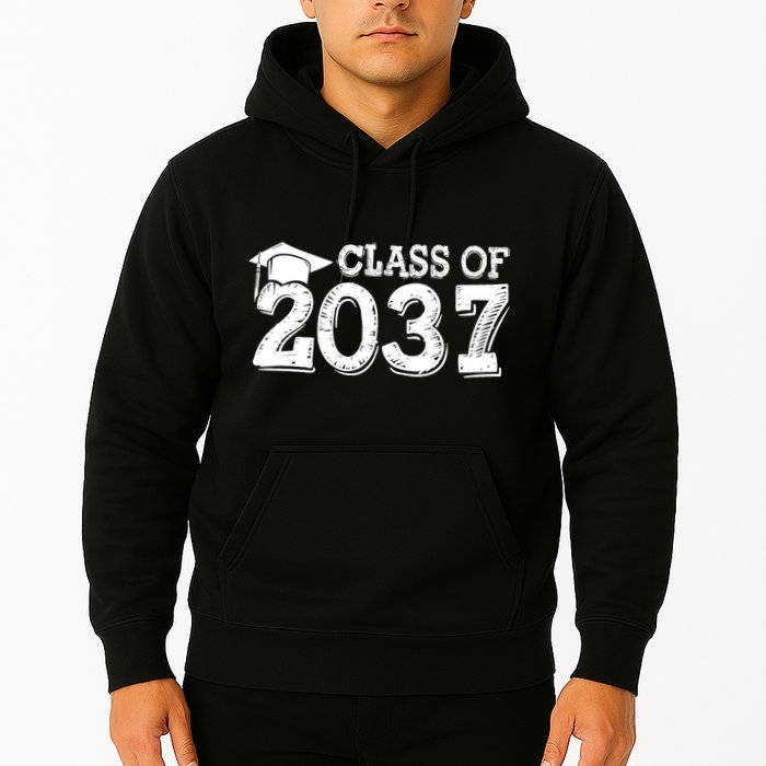 Class Of 2037 Grow With Me Handprints Space On Back Hoodie