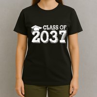 Class Of 2037 Grow With Me Handprints Space On Back T-Shirt