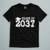 Class Of 2037 Grow With Me Handprints Space On Back T-Shirt