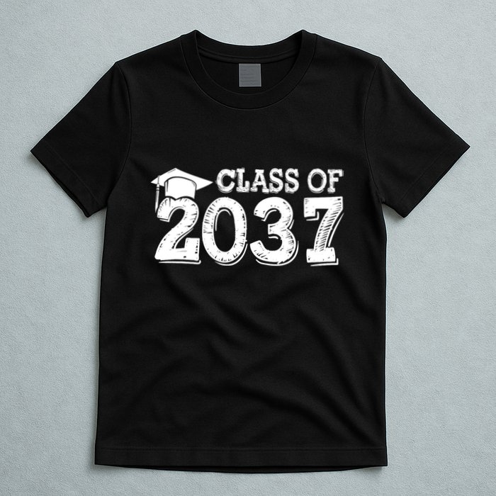 Class Of 2037 Grow With Me Handprints Space On Back T-Shirt