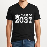 Class Of 2037 Grow With Me Handprints Space On Back V-Neck T-Shirt