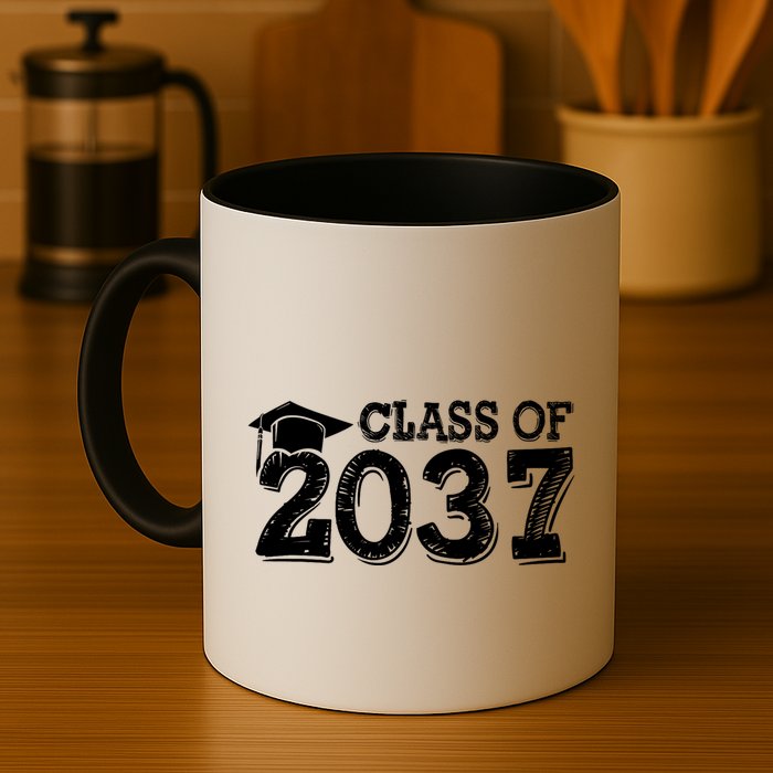 Class Of 2037 Grow With Me Handprints Space On Back Mug