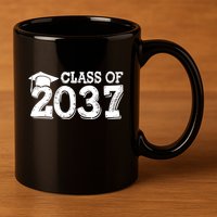 Class Of 2037 Grow With Me Handprints Space On Back 11oz C Handle Ceramic Mug