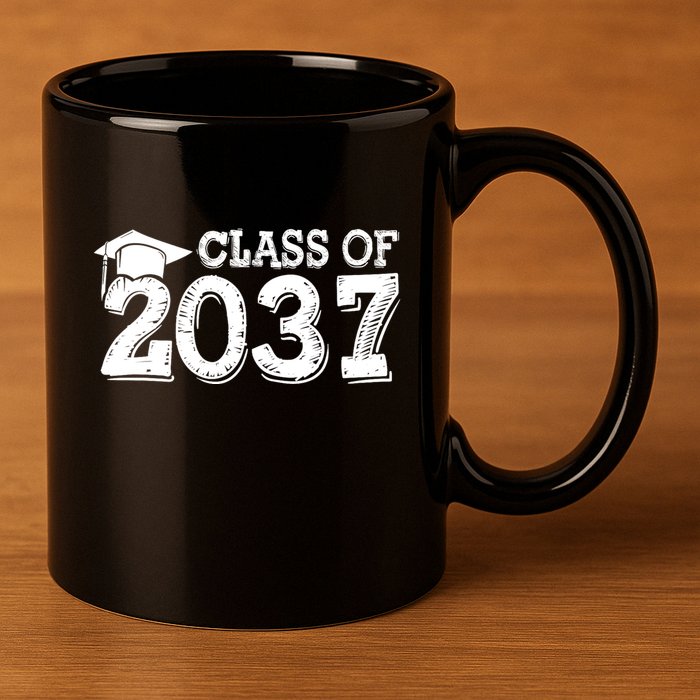 Class Of 2037 Grow With Me Handprints Space On Back 11oz C Handle Ceramic Mug