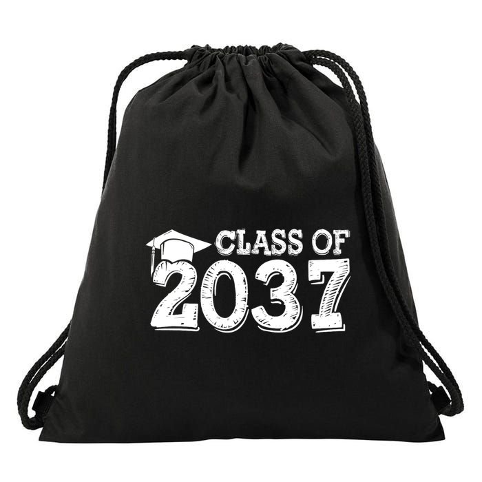 Class Of 2037 Grow With Me Handprints Space On Back Drawstring Bag