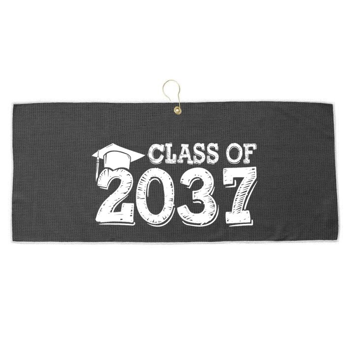 Class Of 2037 Grow With Me Handprints Space On Back Large Microfiber Waffle Golf Towel