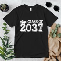 Class Of 2037 Grow With Me Handprints Space On Back Premium T-Shirt