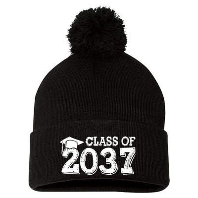 Class Of 2037 Grow With Me Handprints Space On Back Pom Pom 12in Knit Beanie