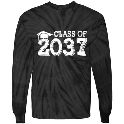 Class Of 2037 Grow With Me Handprints Space On Back Tie-Dye Long Sleeve Shirt
