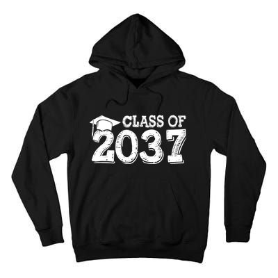 Class Of 2037 Grow With Me Handprints Space On Back Tall Hoodie