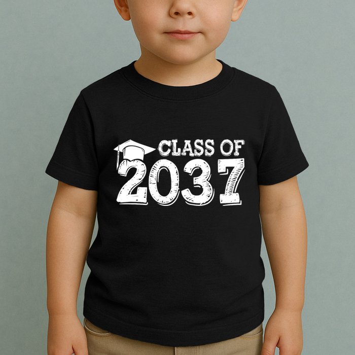 Class Of 2037 Grow With Me Handprints Space On Back Toddler T-Shirt