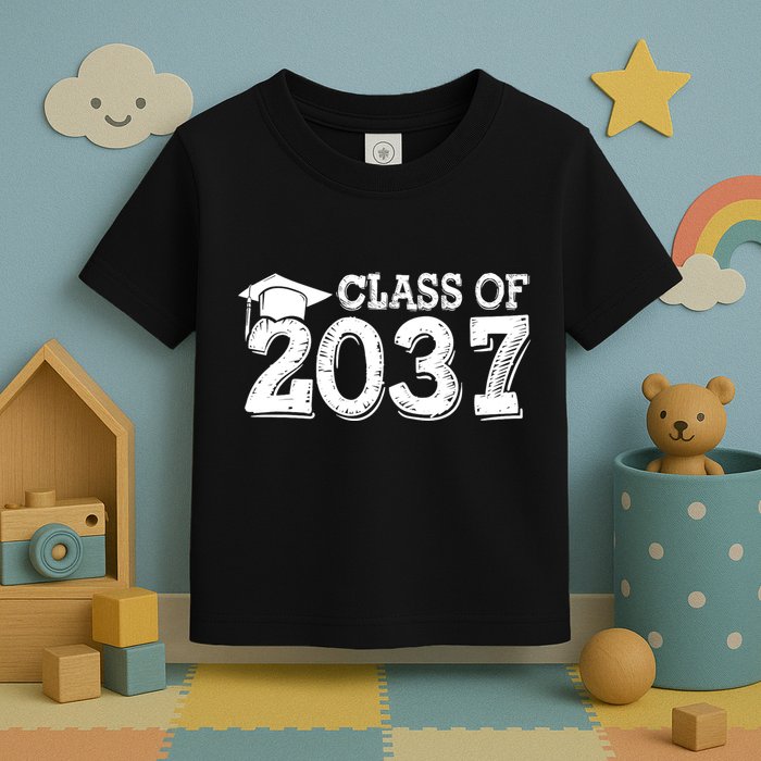 Class Of 2037 Grow With Me Handprints Space On Back Toddler T-Shirt