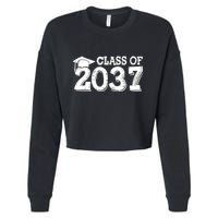 Class Of 2037 Grow With Me Handprints Space On Back Cropped Pullover Crew