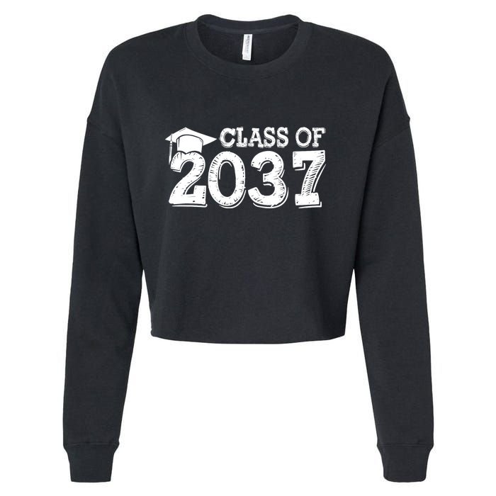 Class Of 2037 Grow With Me Handprints Space On Back Cropped Pullover Crew