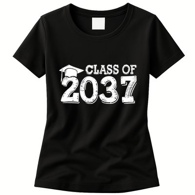 Class Of 2037 Grow With Me Handprints Space On Back Womens T-Shirt