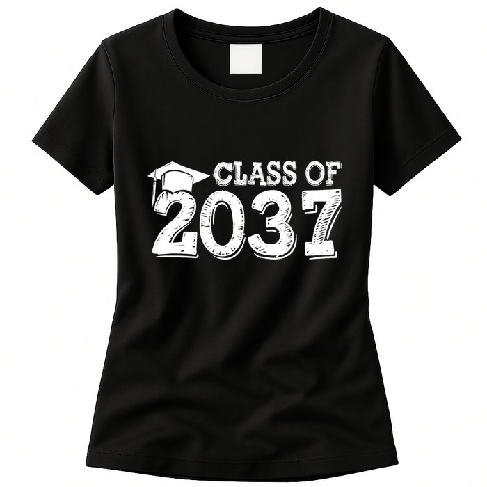 Class Of 2037 Grow With Me Handprints Space On Back Womens T-Shirt