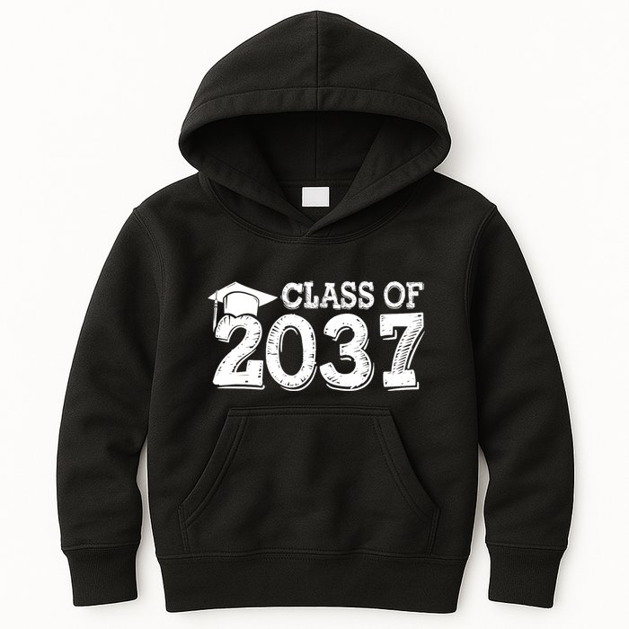 Class Of 2037 Grow With Me Handprints Space On Back Kids Hoodie