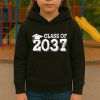 Class Of 2037 Grow With Me Handprints Space On Back Kids Hoodie