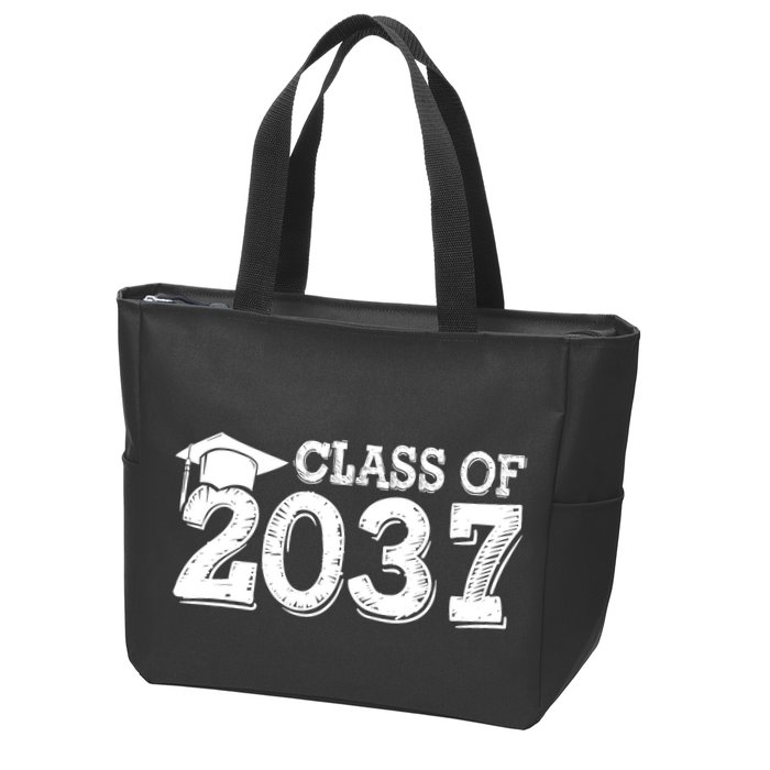 Class Of 2037 Grow With Me Handprints Space On Back Zip Tote Bag