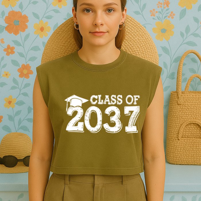 Class Of 2037 Grow With Me Handprints Space On Back Garment-Dyed Women's Muscle Tee