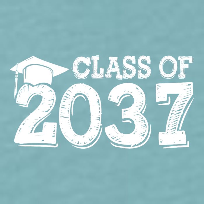 Class Of 2037 Grow With Me Handprints Space On Back Sueded Cloud Jersey T-Shirt